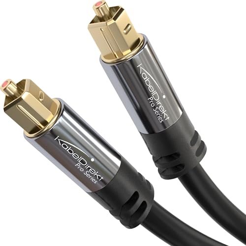 TOSLINK Cable – 10 ft – Optical Audio Cable/Fiber Optic Cable – Designed in Germany – 24K Gold-Plated connectors, Metal case, S/PDIF Cord for soundbars, amps, Xbox One or PS4 – by CableDirect