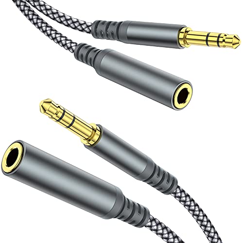 MCSPER Headphone Extension Cable, [2-Pack, 6.6ft Hi-Fi ] 3.5mm Extension AudioMale to Female Aux Adapter Hi-Fi Sound Stereo Extender Cord for Headset, iPhone, iPad, Smartphones, Tablets & More (Grey)