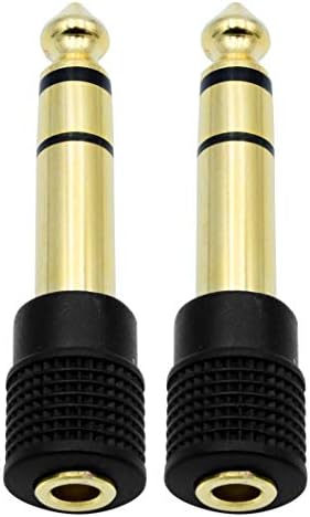 Chadou Audio Adapter 6.35mm (1/4 inch) Male to 3.5mm (1/8 inch) Female Stereo Headphone Connector Gold Plated, 2 Pack