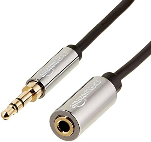 Amazon Basics 3.5mm Aux Jack Audio Extension Cable, Male to Female, Adapter for Headphone or Smartphone, 6 Foot, Black